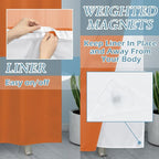Burnt Orange Stall No Hook Shower Curtain with Snap in Liner,230GSM Waffle Weave Shower Curtains for Bathroom,54W x 80H