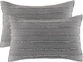 BOSOWOS Queen Size Pillow Shams Set of 2, Ultra Soft Breathable 20 x 30 Inches Pillow Case Envelope Closure, Microfiber Farmhouse Bed Pillowcases for Easy Care, Grey