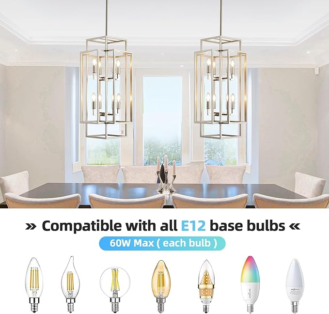 Sliver Foyer Chandelier High Ceiling: Modern 8-Light Farmhouse Lantern Chandeliers for Entryway Industrial Large Pendant Light Fixtures for Entry Staircase Hallway Dining Room Kitchen Island