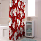 Red Christmas Shower Curtain, Santa Claus Merry Christmas Tree Shower Curtains Set with Hooks, Winter Snowflake Waterproof Fabric Bathroom Curtains Decor Home Accessories, 60 X 72 Inch Long