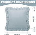 KKJIAF Ruffle Pillow Cases 18x18 Inches, Dusty Blue Square Ruffled Pillow Covers Set of 2, Microfiber Wrinkle Resistant Pillow Shams with Envelope Closure for Sofa Bed Living Room