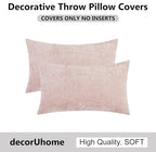 decorUhome Chenille Blush Pink Throw Pillow Covers 12x20 Inch Set of 2, Decorative Soft Couch Pillow Covers Solid Dyed Accent Velvet Farmhouse Neutral Rectangle Pillow Cases for Sofa Living Room