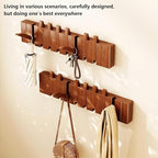 Wall Mounted Piano Key Hanger | Flip Style Hook | Entrance Wall Art Hook, Made of Oak Wood (3 Times Painted, 4 Times Polished) (Walnut, 8Hooks)