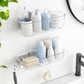 TZAMLI Shower Caddy, Adhesive Shower Organizer Rustproof Shelf with Razor Holder and Hook, Wall Mounted Shelves Rack for Bathroom Kitchen Storage (Clear, 2 Pack)