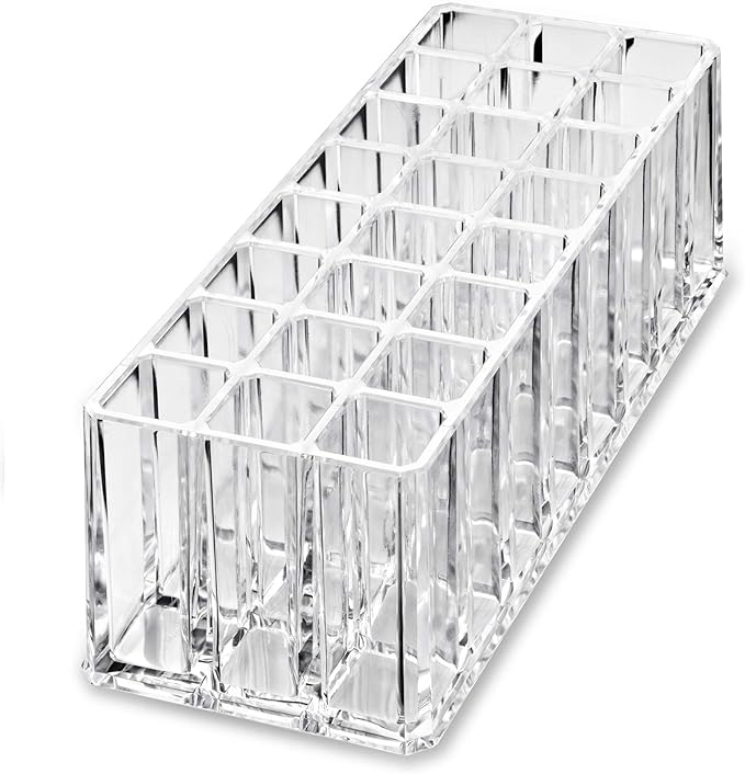 BY ALEGORY Acrylic Nail Art Tool Organizer 24 Space Deep Slot Wall Storage Vanity Cosmetic Container For All Salon Pro Nailcare Tool Kit Set (2)