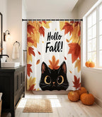 MAMUSE Fall Shower Curtain for Bathroom Stall Cute Decorative Waterproof Unique Design TeenWomen Cortinas de Baño Bathtub 72 x72 Inch, Cat Leaves