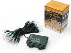 WATERGLIDE 50 LED Outdoor Christmas Lights, 16 FT Battery Operated Mini String Lights with 8 Modes & Timer, Xmas Tree Lights Waterproof for Patio Garden Party Wedding Holiday Decor, Warm White