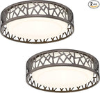 LED Flush Mount Ceiling Light 2 Pack, 14 Inch 20W Dimmable Round Deco Lighting Fixture Oil Rubbed Bronze Finished,1400 Lumens 3000K Warm White, ETL Listed Metal Body White Acrylic Lampshade