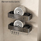 VOLPONE Shower Caddy Suction Cup No Drilling Suction Cup Shower Shelf Heavy Duty Bathroom Shower Organizer Storage Rack Adhesive with Towel Bar Hooks (2-Pack, Matte Gray)