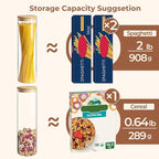 ComSaf Glass Spaghetti Pasta Storage Container for Kitchen Pantry with Lids 41oz Set of 3, Tall Clear Airtight Food Storage Jar with Sealing Wood Cover for Coffee, Sugar, Noodles, Linguini, Lasagna