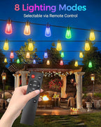 litogo 120FT Color Changing Outdoor String Lights with Remote - Dimmable LED RGB Patio Lights for Outside with Shatterproof Waterproof Edison Bulbs for Yard Gazebo Party Wedding Holiday