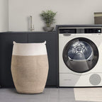 Cotton Rope Laundry Hamper by YOUDENOVA, 105L - Woven Collapsible Basket Clothes Storage for Blankets, Room Organizing, Bedroom Storage, – Brown & White