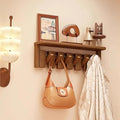 Wall Mounted Piano Key Hanger | Flip Style Hook | Entrance Wall Art Hook, Made of Oak Wood (3 Times Painted, 4 Times Polished) (Tray Walnut, 6Hooks)