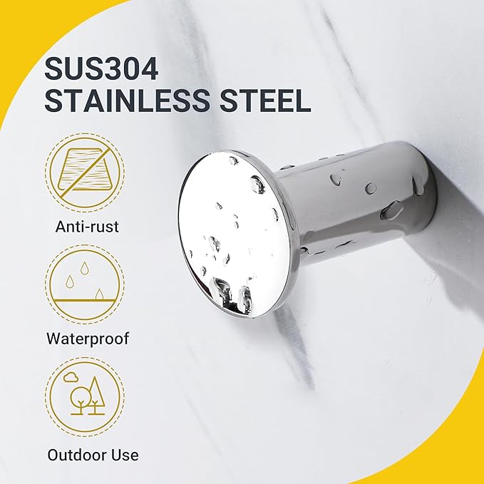 SAYAYO Chrome Towel Hooks for Bathrooms, Heavy Duty Wall Hooks for Hanging, Modern Coat Hook Robe Hook SUS 304 Stainless Steel 4 Pcs