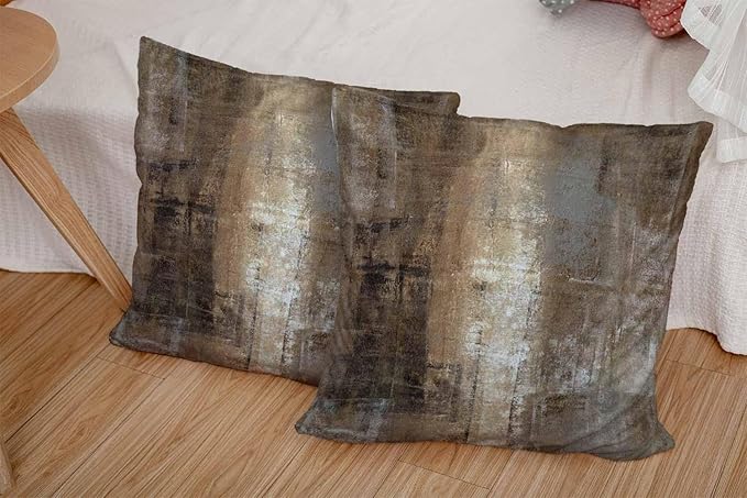 CAPSCEOLL Grey Brown Throw Pillow Covers Modern Home Art Decor,16 X 16 Inches Set of 2 Pillow Cases Decorative,Abstract Oil Painting Pillowcases for Bedroom,Living Room
