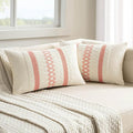 MIULEE Set of 2 Coral Red Boho Decorative Lumbar Pillow Covers 12x20 Inch Farmhouse Rustic Couch Throw Pillows Modern Summer Cushion Covers Retro Cute Macrame Woven Home Decor for Bed Sofa Chair