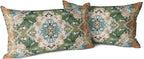 Snycler Boho Throw Pillow Covers 12x20 inch Set of 2 Boho Rug Carpet Double Sided Pattern Cotton Soft Pillow Case Cushion Cover Pillowcase for Couch Sofa Bed Decorative (Green)