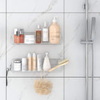 TZAMLI Shower Caddy Bathroom Shelves, No Drilling Self Adhesive Shelf Plastic Clear Shower Organizer, Wall Mounted Rack Inside Shelves for Bathroom Kitchen Storage