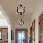 4-Light Farmhouse Chandelier, 12.5 Inch Rustic Black and Vintage Wood Finish Chandeliers for Dining Room Light Fixture, Adjustable Height Hanging Light for Kitchen Island, Entryway, Indoor
