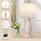 Seealle 22.2" Bedside Lamps Set of 2 with USB C+A - Dimmable Touch Lamps for Night Stands Bedroom Living Room End Table(Bulbs Included)