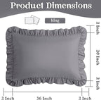 KKJIAF Ruffle Pillow Cases King Size Set of 2, Ruffled Pillow Covers with Envelope Closure, Wrinkle Resistant Ruffled Pillow Shams 20" x 36", Grey