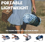 Extra Large Checkered Picnic Blankets Portable 80x80 Oversized Waterproof Sandproof Outdoor Beach Blanket Camping Grass Mat Sand Free Big Giant Car Rv Accessories Navy Baseball Sporting Eeential Gift