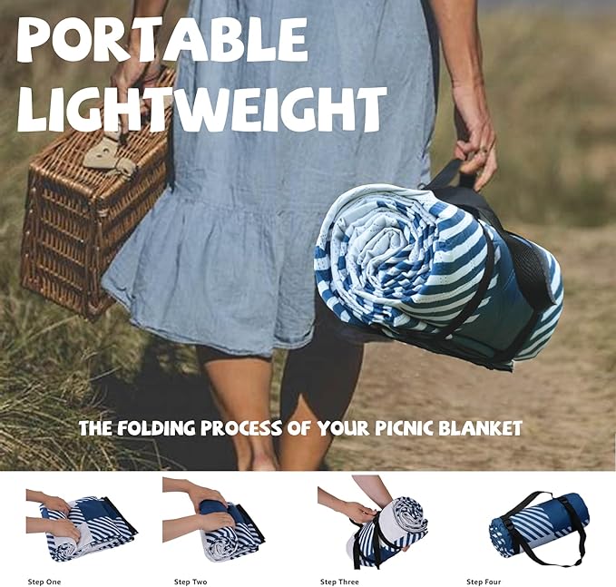Extra Large Picnic Blankets Fortable 80x80 Oversized Waterproof Sandproof Outdoor Beach Blanket Camping Grass Mat Travel Essential Camper Accessories Glamping Items Hiking Supplies Hiker Necessities