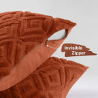 decorUhome Pack of 4 Faux Fur Fall Burnt Orange Throw Pillow Covers 18x18, Soft Decorative Couch Pillow Covers with Velvet Back for Modern Sofa Living Room, Rust