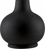 BoutiqueRugs Navarro Boho Ceramic Bedside Table Lamp for Bedroom Nightstand and Living Room - Shade Cotton - Black, White - 13" H
