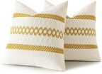 MIULEE Set of 2 Mustard Yellow Boho Decorative Pillow Covers 16x16 Inch Farmhouse Rustic Couch Throw Pillows Modern Cotton Cushion Covers Retro Cute Macrame Woven Home Decor for Bed Sofa Chair
