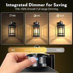 Distance-Adjustable Outdoor Lights for House, Modern Black Motion Sensor Outdoor Light with Gold Trim, Waterproof Dusk to Dawn Exterior Lighting Fixtures, Anti-Rust Outdoor Lanterns for Porch, Garage
