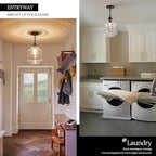 Seeded Glass Pendant Lights Black 10'' Farmhouse Ceiling Pendant Lighting Kitchen Island Large Industrial Oasis Clear Glass Island Hanging Light for Entryway Hallway Breakfast Dining Table