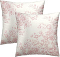 Pink Chinoiserie Throw Pillow Covers 22x22 Inch, Set of 2 Grand Millennial Style Floral Decorative Pillowcases Square Cushion Cover for Sofa Couch Bed Living Room Home Decor