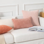 Kevin Textile Throw Pillow Covers Soft Corduroy Decorative Set of 2 Valentines Day Boho Striped Pillow Covers Pillowcases Farmhouse Home Decor for Couch Bed Sofa Living Room 12x20 Inch Baby Pink