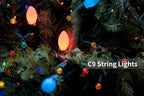 Couah 25Ft C9 Vintage Christmas LED String Lights with 27 Multicolor LED Bulbs, Hanging String Lights for Indoor Outdoor Roofline Party Wedding Christmas Decorations (Green Wire)