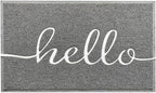 EARTHALL Door Mat Outside Inside Hello Doormat, 30"x17.5", Durable Floor Mat Non Slip Mat Ultra Absorb Mud Easy Clean Front Doormat for Garage, Entryway, Patio, High Traffic Areas, Grey