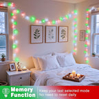 100FT 300 LED Christmas Lights Outdoor, Plug in Christmas String Lights Indoor, Waterproof & 8 Modes & Timer Function, Connectable Fairy Twinkle Light for Bedroom Patio Wedding Decor, Red White Green