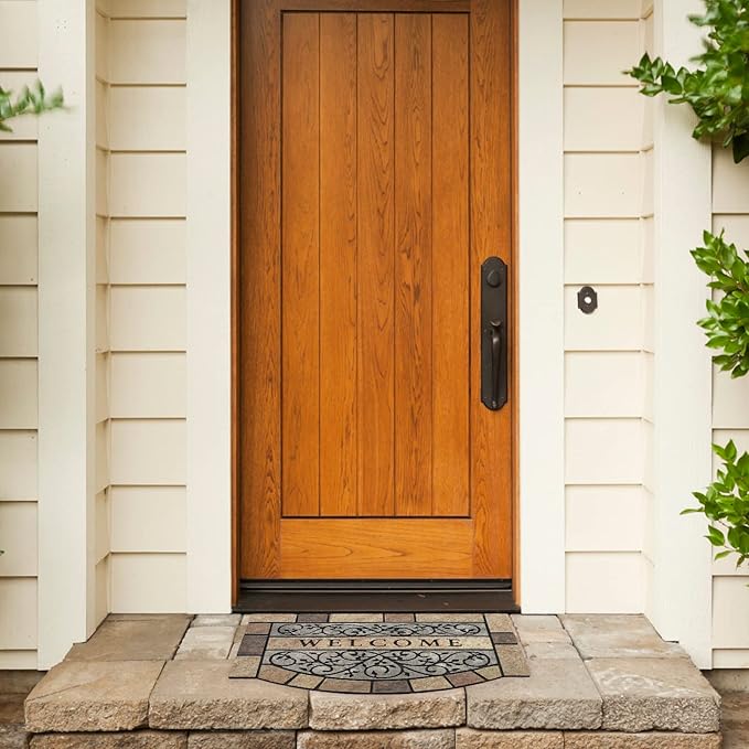 New Large 36"x24" Heavy Duty Welcome Mat Outdoor with Non-Slip Rubber Backing - Durable Outdoor Door Mat for Front Door Entrance, Garage, Patio & High Traffic Areas - Stone Scroll Design