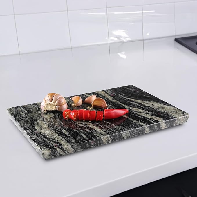 Koville Brazilian Natural Marble Cutting Board for Kitchen, 12x8inch Hand Crafted Marble Slab for Cheese, Charcuterie, Pastry Board - Wedding Gift, House Warming Gift