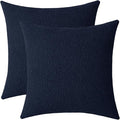 Jeneoo Dark Blue Decorative Square Thick Throw Pillow Covers Fine Textured Boucle Navy Couch Cushion Case for Livingroom Sofa Decor, Set of 2, 20 x 20 Inch