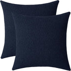 Jeneoo Dark Blue Decorative Square Thick Throw Pillow Covers Fine Textured Boucle Navy Couch Cushion Case for Livingroom Sofa Decor, Set of 2, 20 x 20 Inch