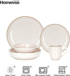 Eur-Nordic Shape Raising Rim 20pc Dinnerware Set, Shiny Glaze Peach with Speckle Effect