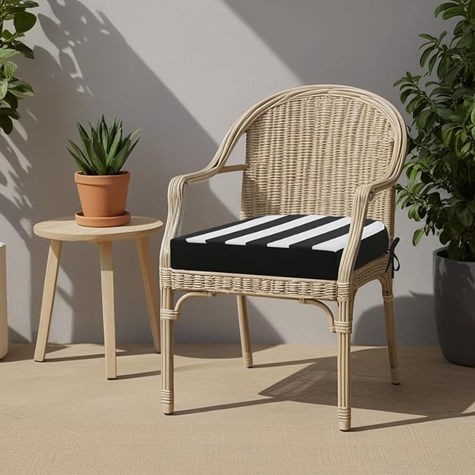 idee-home Outdoor Chair Cushions Set of 4, Thick 17" x 17" x 3" Outdoor Seat Cushions Patio Furniture Waterproof with Ties, Dining Pads