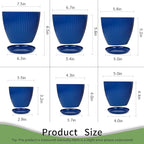 6pcs Plastic Flower Pots, 7.5/6.6/5.8/5.0/4.3/3.5 inches, Indoor/Outdoor Home Decoration, Thick and Durable, with Drainage Holes and Trays