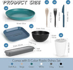 48 Pcs Wheat Straw Dinnerware Sets, Unbreakable Dinnerware Set, Reusable Wheat Straw Plates and Bowls Set for 6, Camping Mess Kit for Travel,Camping Essentials,Picnic,Home,Party