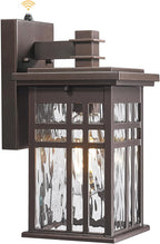 Dusk to Dawn Outdoor Lighting, HWH Outdoor Wall Lights Exterior Wall Lantern Light Waterproof, Oil-Rubbed-Bronze Finish with Water Ripple Glass, 5HD27B-PC ORB-WP