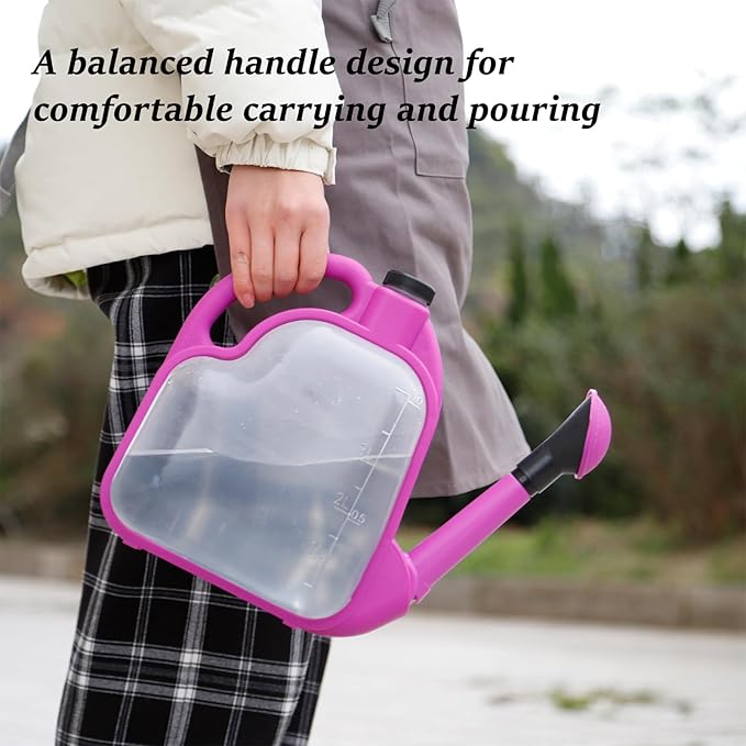 4L Foldable Clear Plastic Watering Can with Rotating Nozzle Long Spout Ideal for Indoor and Outdoor Gardening -Purple