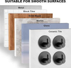 Towel Hooks for Bathroom (4 Pack) Adhesive Towel Hook Shower Hooks for Inside Shower - Sticky Bathroom Wall Hooks for Hanging Towels, Robe, Loofah, Bath Sponge - Matte Black Towel Hooks