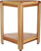 EcoDecors® SnazzyCorner® 18" Teak Wood Corner Shower Shelf in EarthyTeak Finish, Fully Assembled, for Bathroom & Outdoor Use