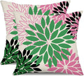 DFXSZ Green Pink Black Flower Pillow Covers 16x16 Inch Set of 2 Outdoor Throw Pillows Outdoor Waterproof Decor for Living Room Sofa Patio Funiture Garden Floral Polyester Pillow Covers 012B16